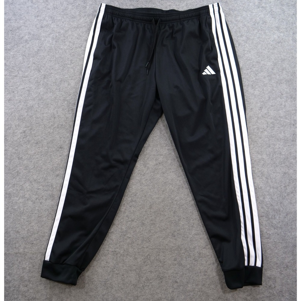 Adidas Pants Mens 2XL XXL Black 3 Stripes Athletic Joggers Track Pants
